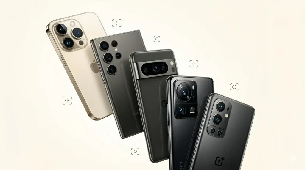 Best camera phones 2026 showing latest smartphones for photography and video in full HD creamy white background